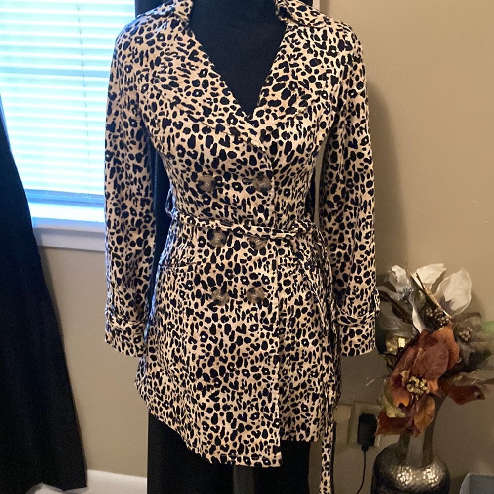 Leopard print trench coat